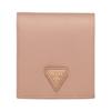 Saffiano Metal Triangle Logo Leather Wallet Small Women's Light Pink
