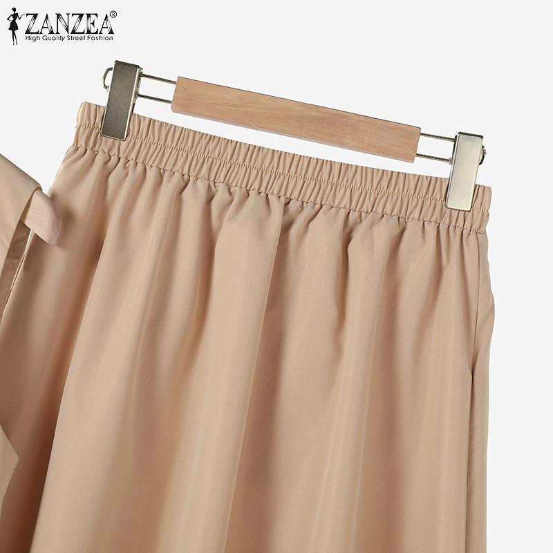 ZANZEA Женские летние комплекты из однотонных маек с V-образным вырезом и юбки А-силуэта