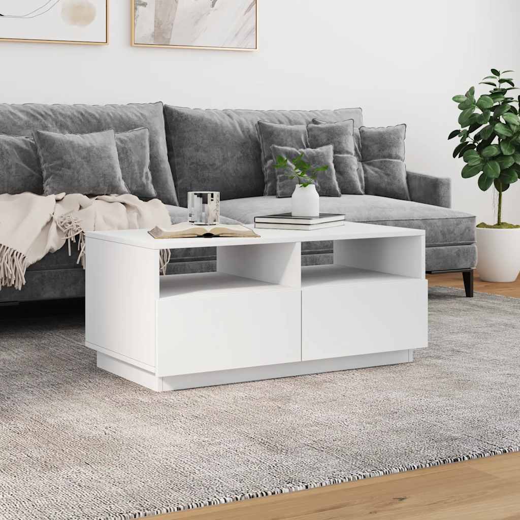 LED Coffee Table White 90 x 49 x 40 cm