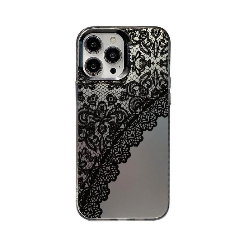Черное кружево для Apple 15 Новый 14plus Матовый 13 Премиальный защитный чехол 11promax Чехол для телефона