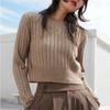 Autumn Solid Round Neck Short Sweater Women Fashion Casual Slim Fit Pullovers Women Winter Knitted Sweaters Women Elegant Simple Knitwear Jumper 25568