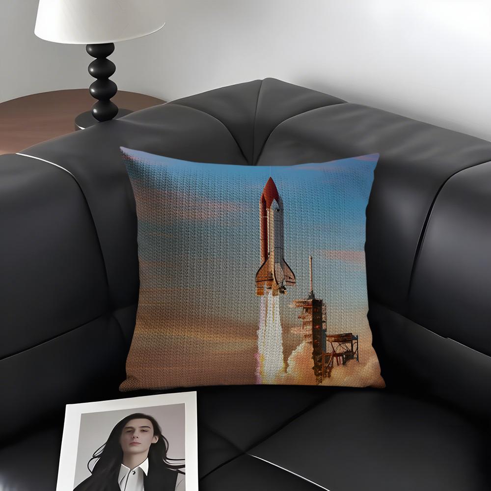 Rocket Cool Cushion Cover Natural Linen Organic Fabric DoubleSided Printing Sofa Home Decor Gift Pillow Case