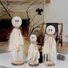 3Pcs Ghost Ornaments Wooden Halloween Decorations Adorable Shape Fabric Ghost Figures Table Decor Party Supplies