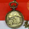 Ретро Горячая Распродажа Кварцевые Полые Флип Часы Часы Подвеска Винтажная Цепочка Поезд и Грузовик Ожерелье Серебро Золото Бронза Карманные Часы