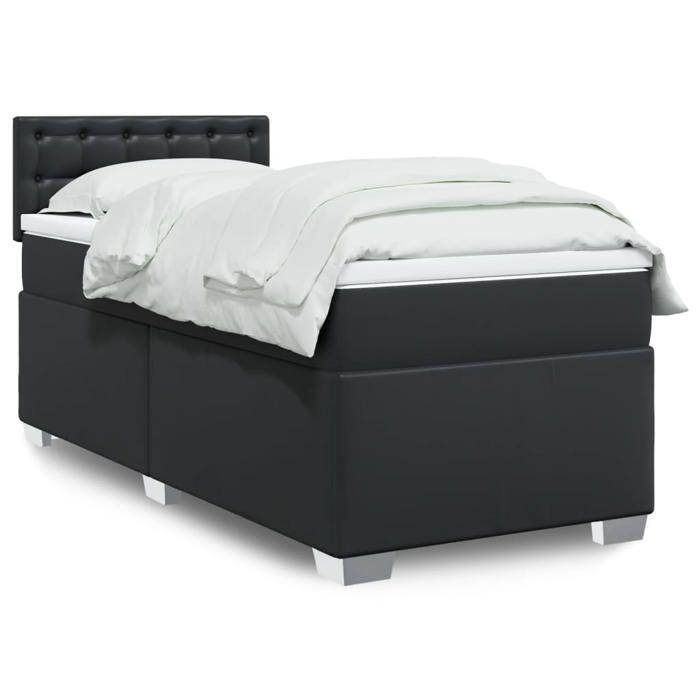 Maison Exclusive - Sommier à lattes de lit avec matelas Noir 80x200cm Similicuir