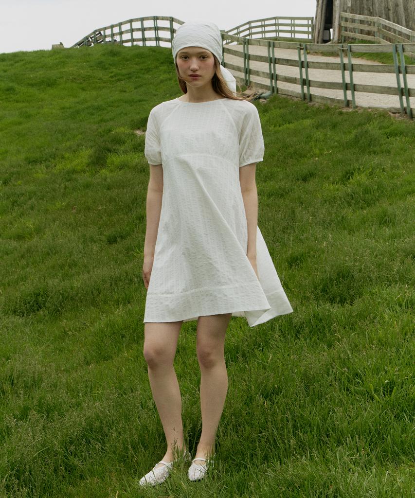 Itove Seoul Boatneck Cotton A-Line Dress White