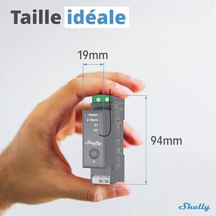 Interrupteur connecté - shelly - wave pro 2 - 2 canaux - 25a - montage sur rail din