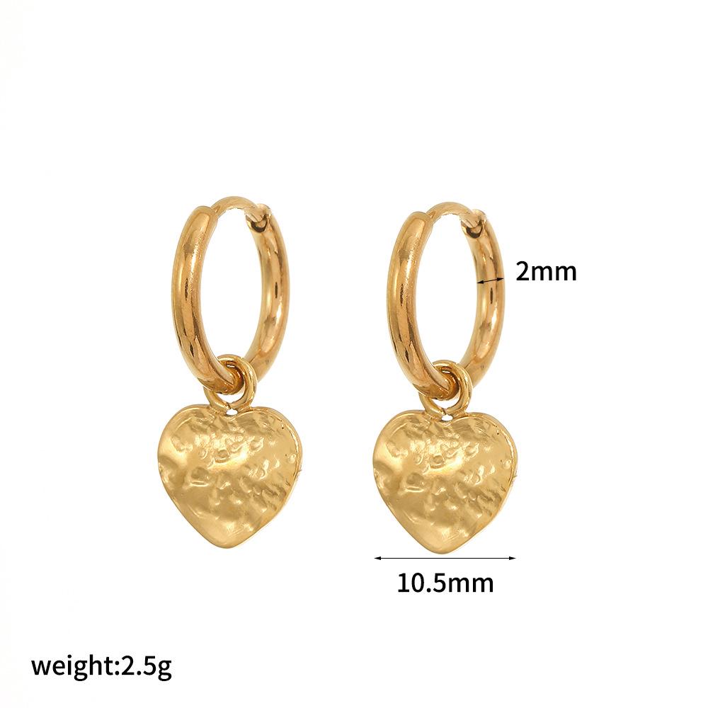 Spot European & American Style 18k Gold Love Pendant Double Heart Stainless Steel Earrings