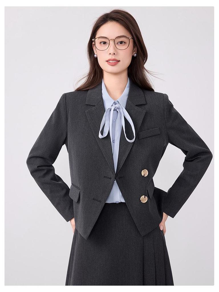 Женский маленький короткий пиджак-блейзер и юбка - Весна/Осень 2025, Профессиональная формальная одежда