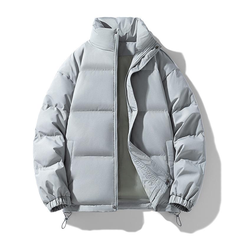 Однотонная одежда из хлопка с пухом, со стойкой, мужская и женская, новая зимняя, утолщенная, теплая, трендовая, повседневная, парная, одежда-пуховик