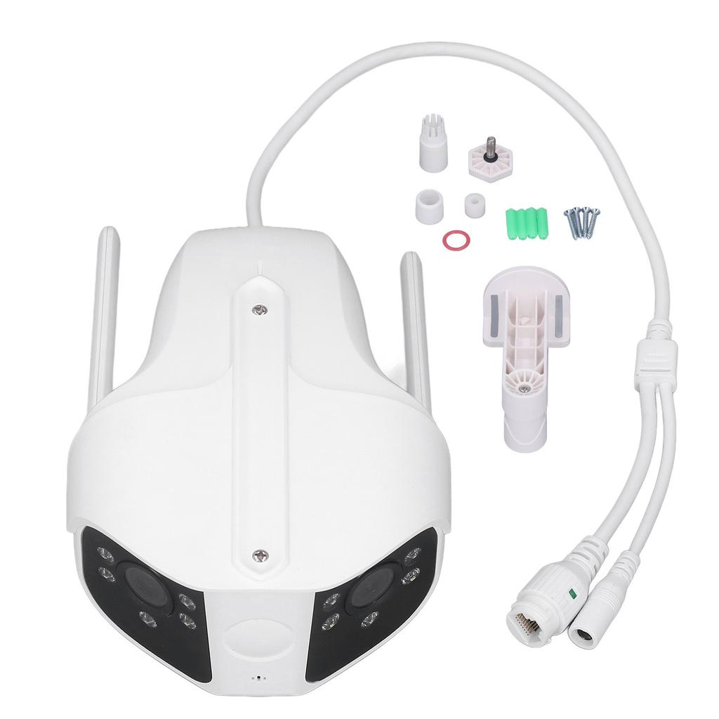 Dual Lens Security Camera Panoramic 2 Way Audio Surge Protection Wifi Full Color Night Vision APP