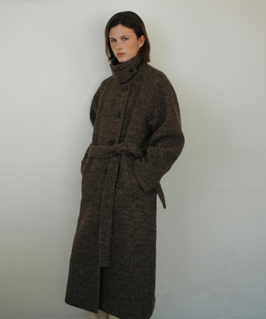 Unnout Alpaca Vintage Robe Coat Brown