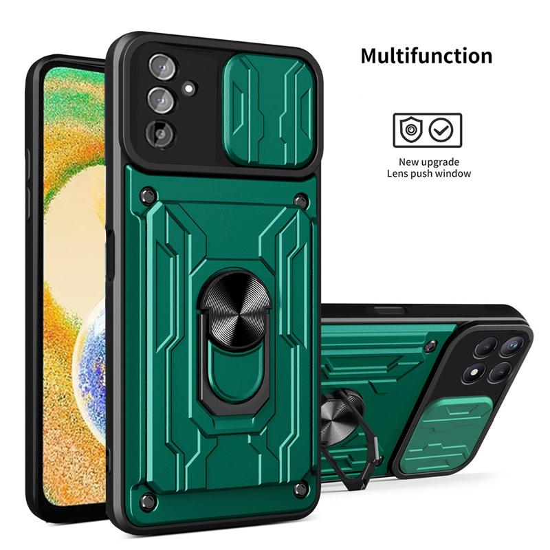 Слайд-объектив Защитный кошелек Держатель для карт памяти Чехол для телефона Samsung A04s A04 Броня Противоударный чехол