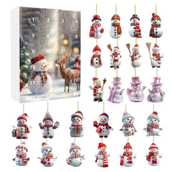 Рождественский снеговик Адвент календарь 24 мини снеговика подвесные украшения обратный отсчет на Рождество
