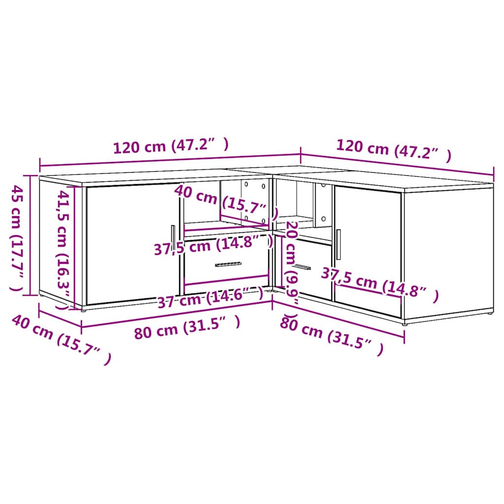 Corner Shelf Artisan Oak 200x40x45 cm Particleboard