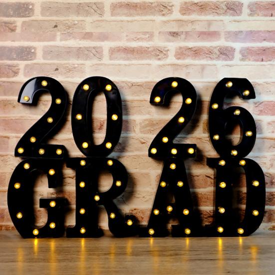 8/9Pcs 2026 Grad Light-up Letter Sign LED Marquee Letter Light Battery Powered Kindergarten High School College Graduation Party Decor