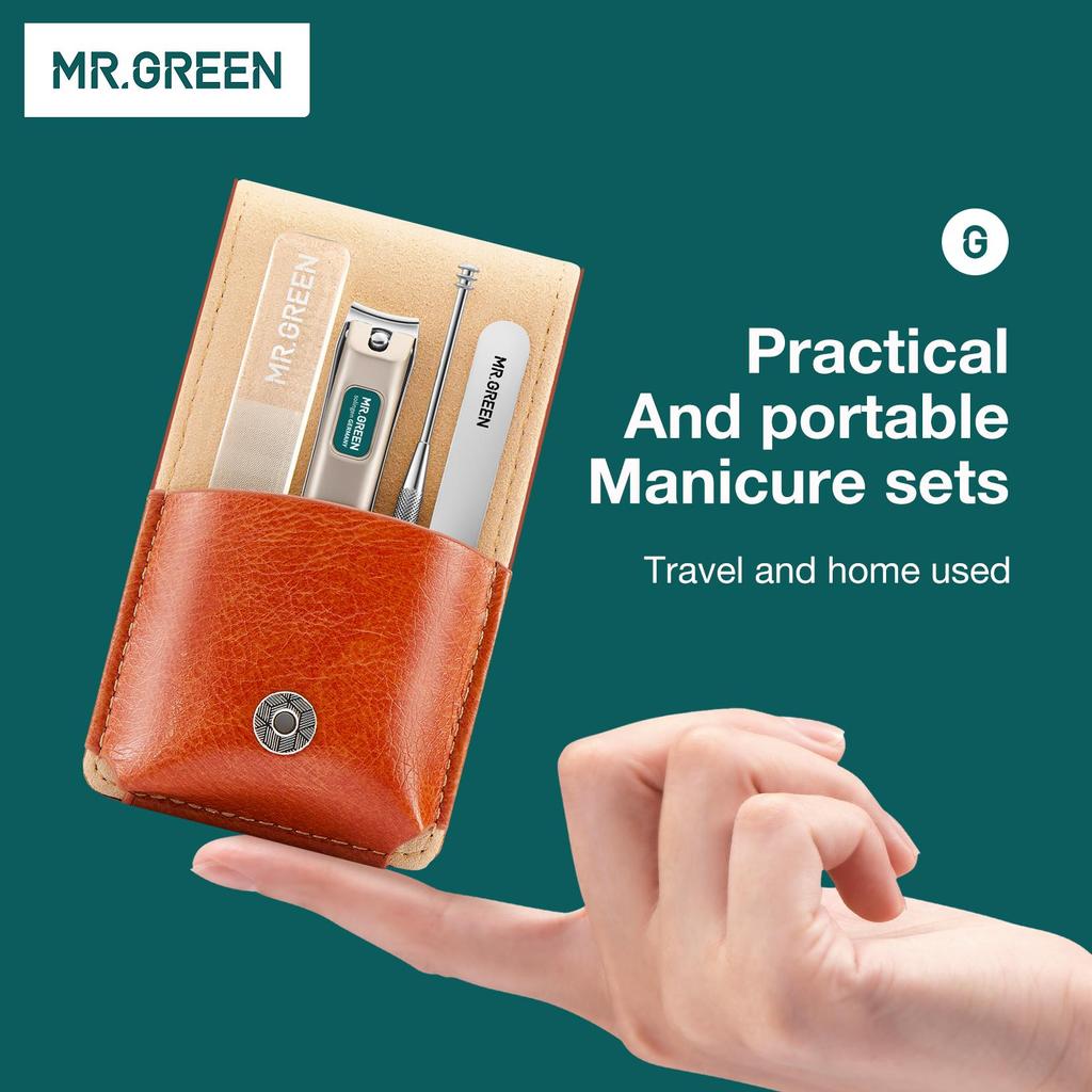 MR.GREEN Portable Manicure Set Pedicure Kit Stainless Steel Nail Clippers Tool Travel Grooming Case Gift Box Nail Scissors Set