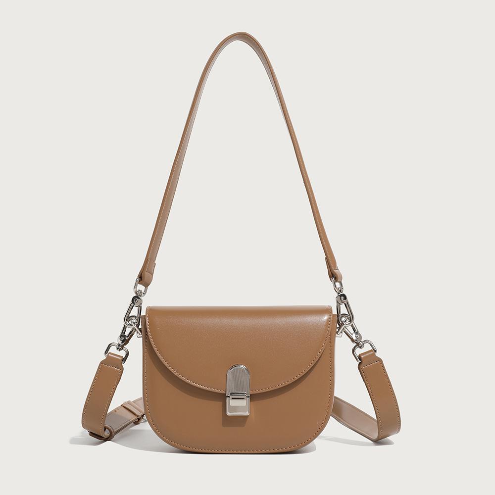 2024 Осень/Зима Женская модная полукруглая сумка через плечо из мягкой кожи с широким ремешком