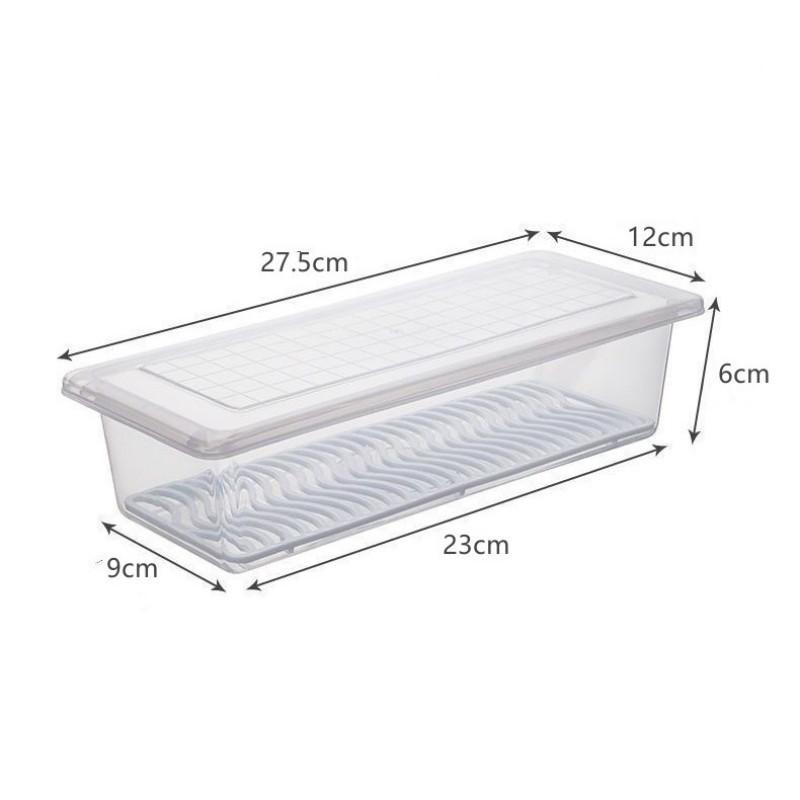 Household Rectangular Transparent Refrigerator Crisper, Cupboard Grain Storage Plastic Box Freezable With Drain Layer