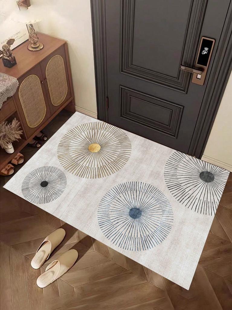 1pc Blue Ombre Graffiti Geometric Blocks Design Living Room Carpet Modern & Minimalist Floor Mat Mat For Bedroom Decor