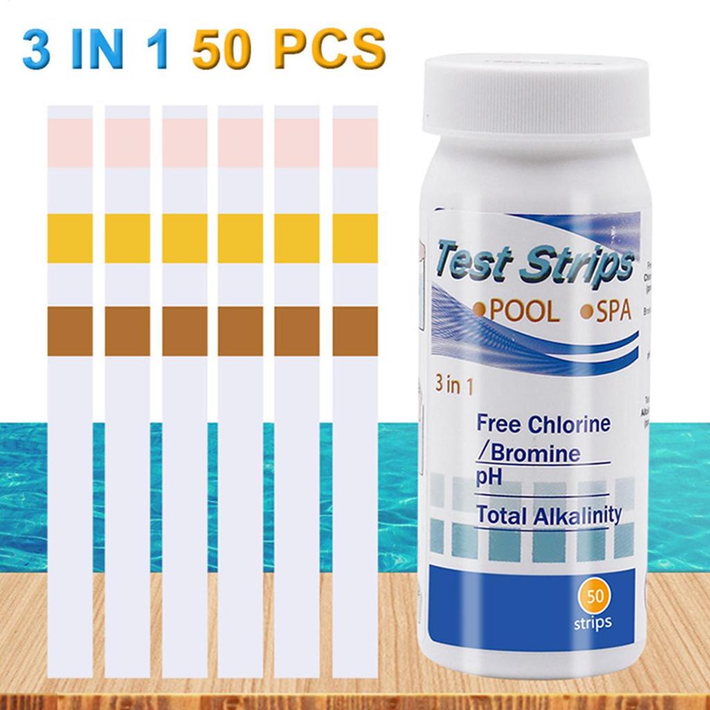 50pcs/set Pool Test Paper Accurate Swimming Water Test Kit 3in1 Practical Water Hot Tub Swimming Pool Spa Testing Strips Kit