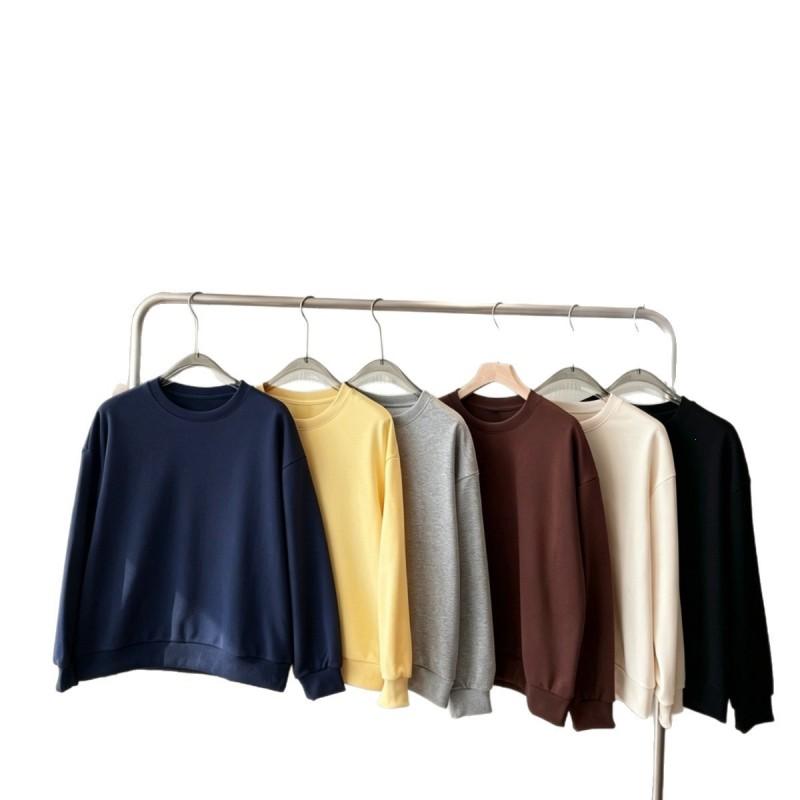 Womens 3D Embroidered Cotton Sweatshirt Round Neck Long Sleeve Casual Sporty Top