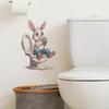 Мультфильм Розовый Кролик Туалет Наклейки на унитаз Наклейки на стены для украшения дома Самоклеящиеся наклейки для декора Наклейки для ванной