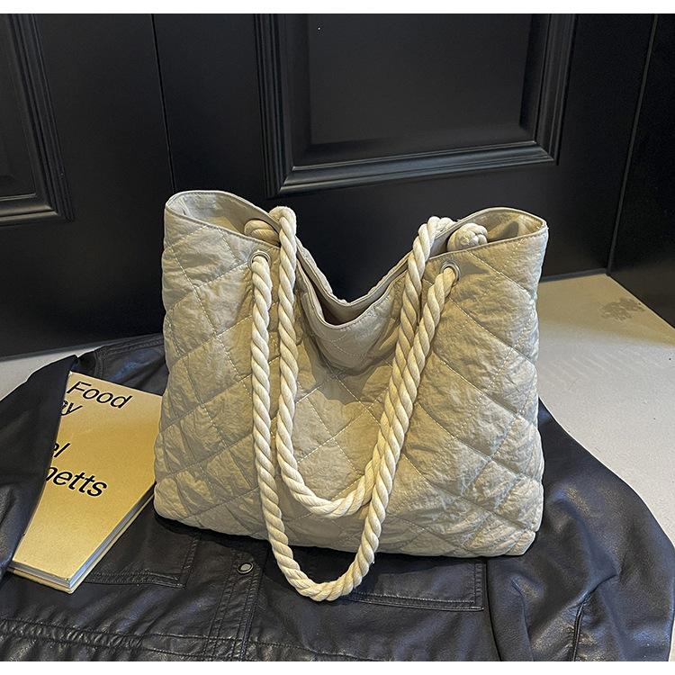 Autumn and Winter Cotton Clothing Bag Casual Fashion Tote Soft Leather Bag Ins Japanese Large-capacity Canvas Shoulder Messenger Bag