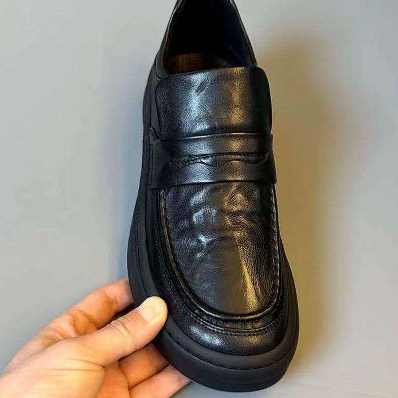 Универсальная мужская обувь из мягкой кожи, обувь Doudou 2024, мужская новая деловая обувь для отдыха, мягкие кожаные педали с круглой головкой и кожаной поверхностью, модная обувь