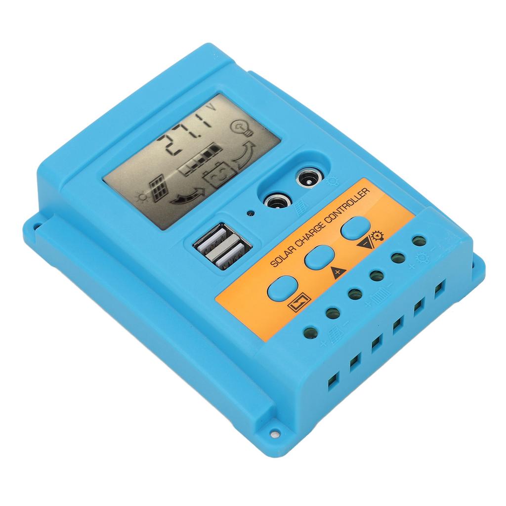 Solar Charge Controller 12V 24V Auto Identification 2 USB Port LCD Display High Efficiency for Sealed Battery 50A