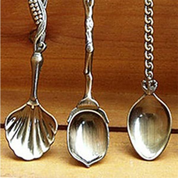 Pattern Carved Coffee Tea Snacks Sugar Spoons Kitchen Cutlery