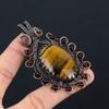 Tiger Eye Gemstone Pure Copper Wire Wrapped Handmade Pendant Jewelry