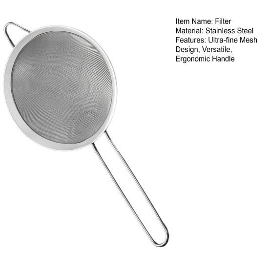 Stainless Steel Fine Mesh Strainers with Handle for Kitchen Flour Sieve Food