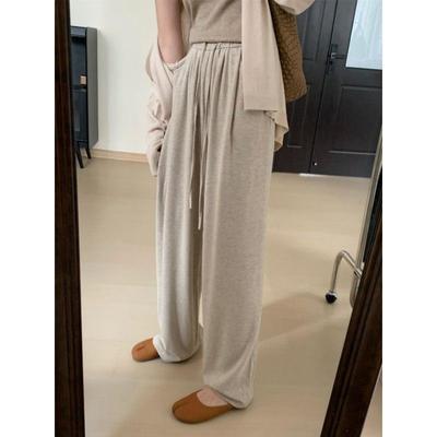 Корейская версия свободных повседневных брюк Свободные драпирующиеся прямые Эластичная талия Свободные длинные брюки