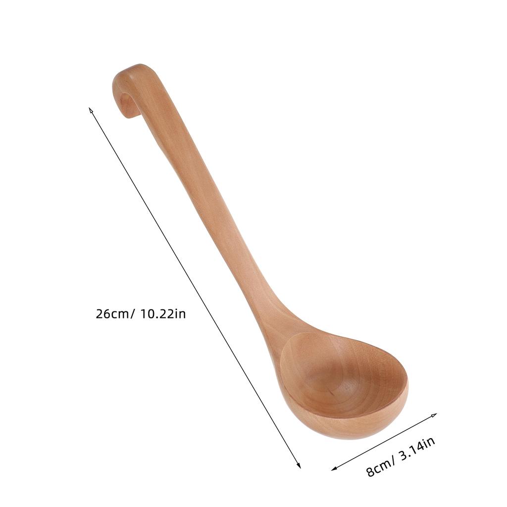 Long H Wooden Spoon 26x8cm Hooked Kitchen Tool for Soup Porridge Hot Pot Stirring Mash Paddle Scraper Wall Decor Nonstick