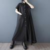 Short Sleeve Plus Size Black Vintage New In Dresses for Women Casual Loose Long Summer Shirt Dress