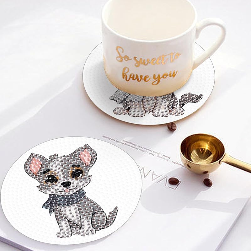 JISHSHAY набор из 4 подставок с бриллиантами для собак, бусины для собак, 5D, набор для рукоделия в виде животных, милый, сделай сам, детский, популярный набор для начинающих, полностью наклеенный, практичный и