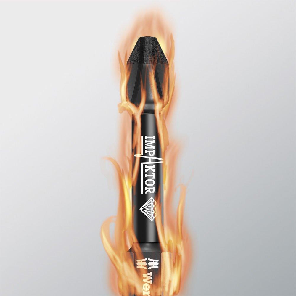 WERA Отвертка с алмазным покрытием PZ3 Режущая 25мм Общая 057622 Биты, Набор из 10 штук, Кромка, Длина,