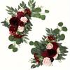 2pcs-Wedding Arch Flowers, Artificial Burgundy Wedding Flowers, Wedding Welcome Sign Decoration and Arch Flowers for Wedding Reception