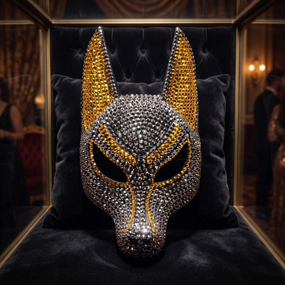 Dress Up Props Wolf Crystal Mask Luxury Design Halloween Mask Fashion Rhinestone Mask  Halloween