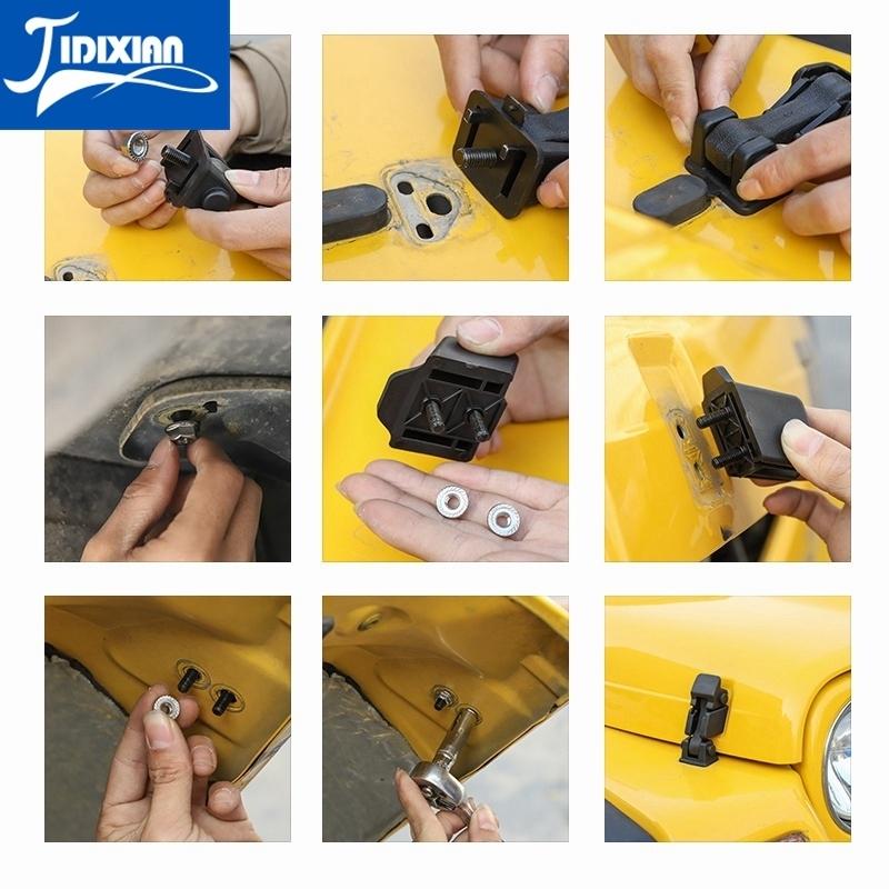 JIDIXIAN A Pair Black Car Engine Hood Latch Catch Lock Cover for Jeep Wrangler TJ 1997-2006 ABS Car Exterior Accessories