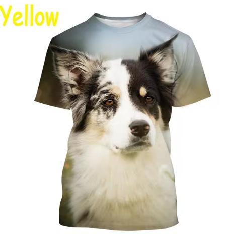 Border Collie 3D Printed T-Shirt Cute Puppy Printed O-Neck Short Sleeve T-Shirt Men Women Men