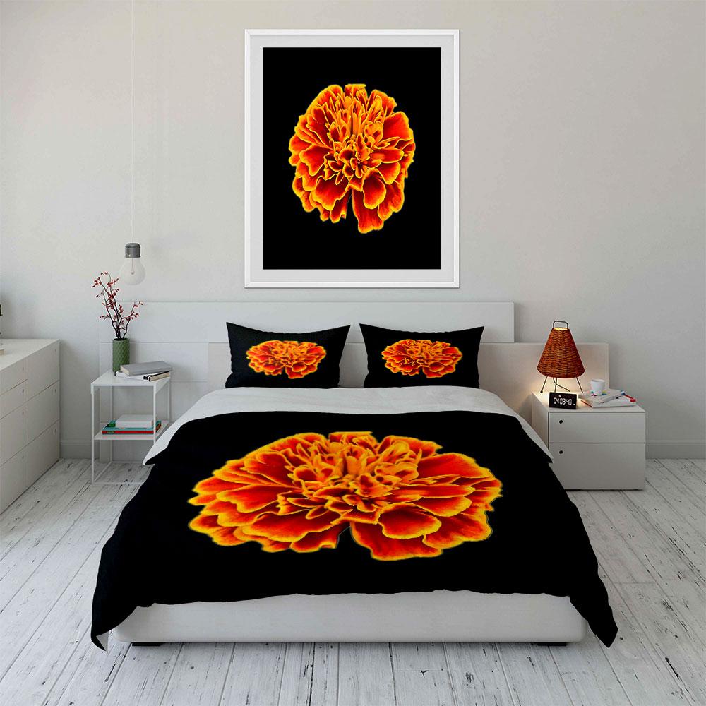 Colorful Floral Decoration Set Bedding Set with 1 Duvet Cover 2 Pillowcases Single Double King Queen, Gift