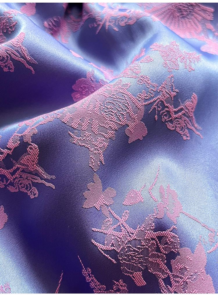 New Women's Spring/Summer Jacquard Silk Pajamas Set with Frog Buttons - National Style Mulberry Silk Thin Home Wear.