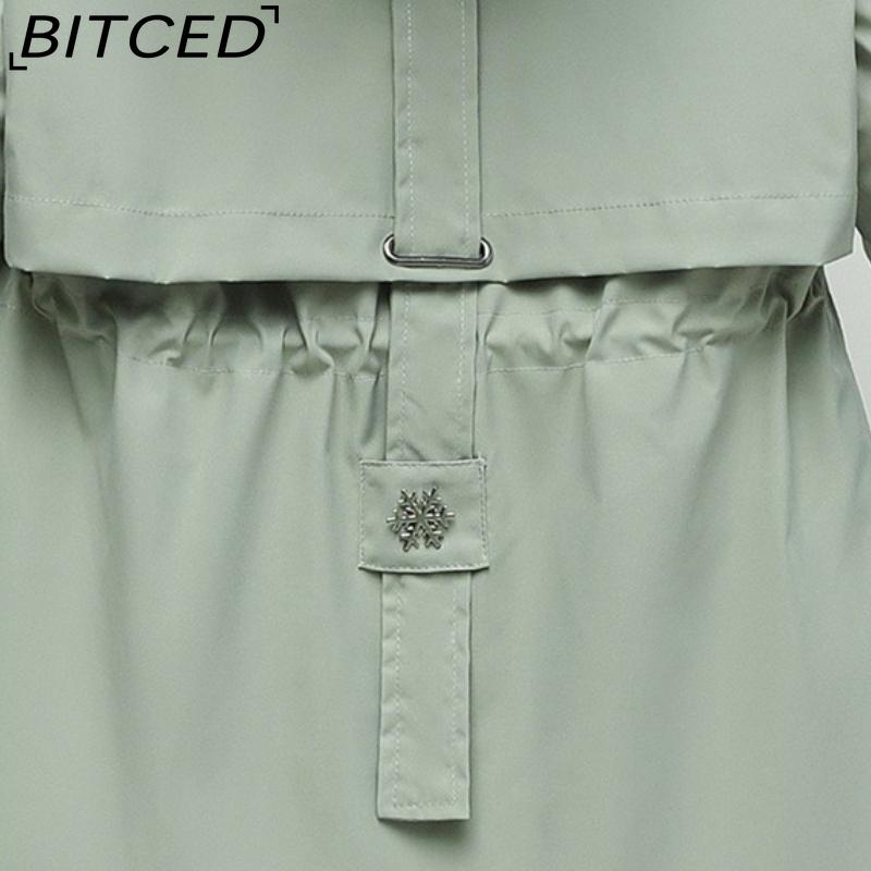 BITCED Women's Winter Mid-Length Cotton Coat with Fleece Lining, Large Fur Collar, Plus Size, Short Waist-Defining Jacket