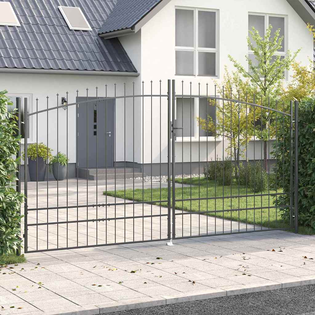 Double Gate with Lock Woerden Gray 400 x 249.5 cm Steel