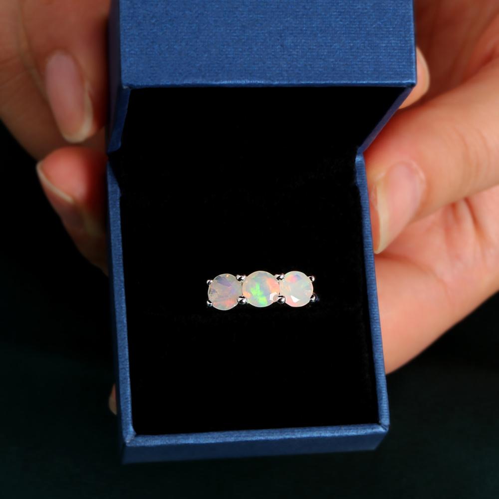 Простое кольцо с опалом из стерлингового серебра 925 пробы, круглое 6 мм, натуральный красочный драгоценный камень, изысканные украшения для женщин, хороший подарок, новое поступление 2024 года