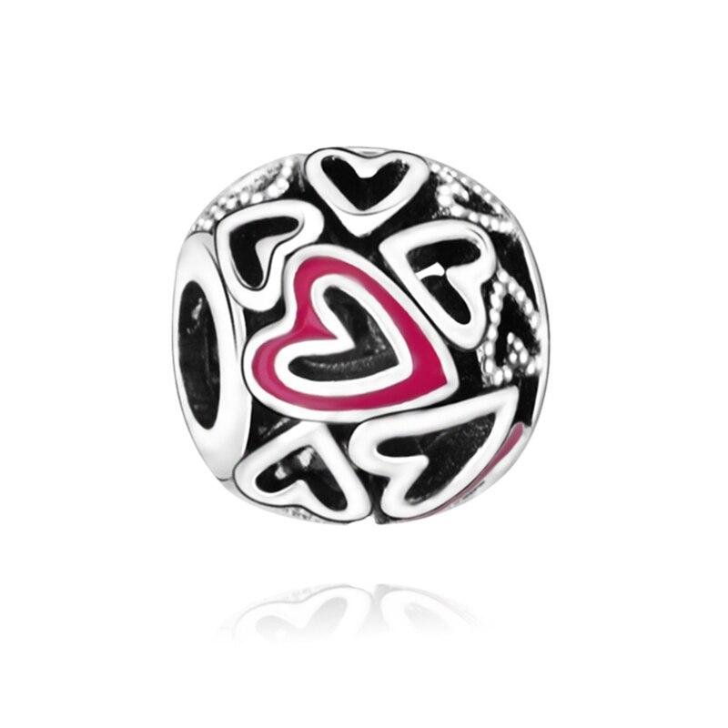 925 Sterling Silver Colorful Beads Transparent Shiny Row Clip Charm Fit Women Bracelet DIY Jewelry