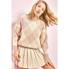 Women's Square Patterned Knitwear Sweater