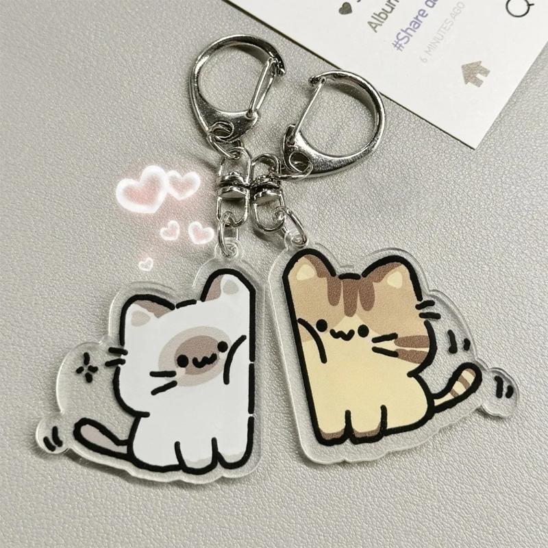 Cat Keychain for Backpacks Cute Couple Keychain Set Matching Cat Pendants for Valentine Gift